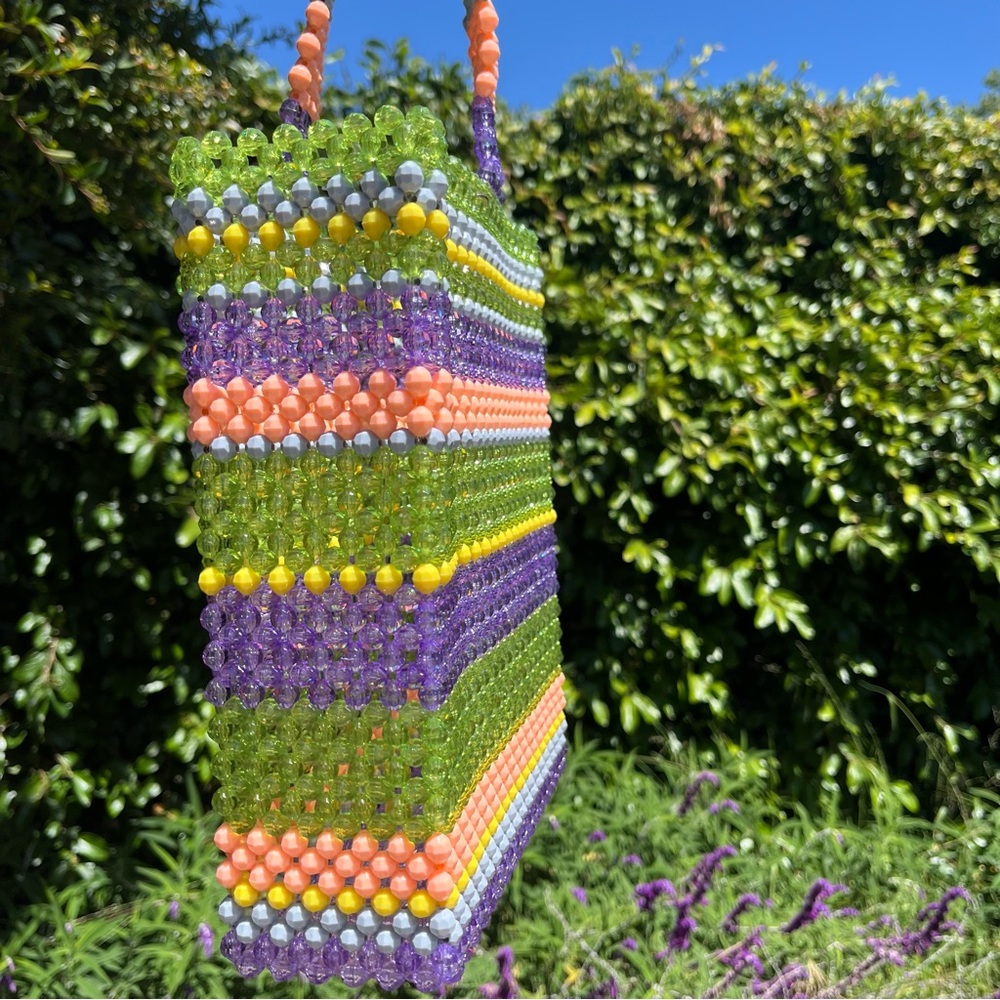 Susan Alexandra NYC Totally 2 Bag Hand Beaded Purse Tote Collector Item Colorful - Picture 2 of 8
